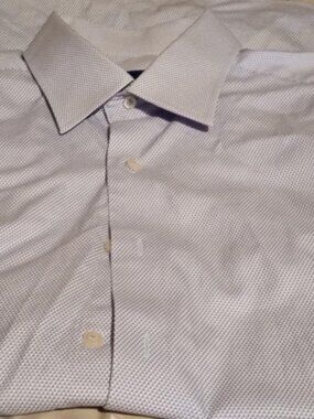 David Donahue Dress Shirt Mens 17 34/35 cotton Trim Fit Long Sleeves triangles